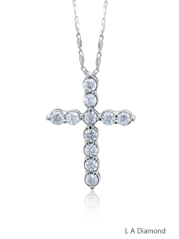 14K White Gold Solitaire Diamond Pendant (3.36 ct) - LA DIAMOND