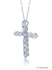 14K White Gold Diamond Cross Pendant (2.41 ct)
