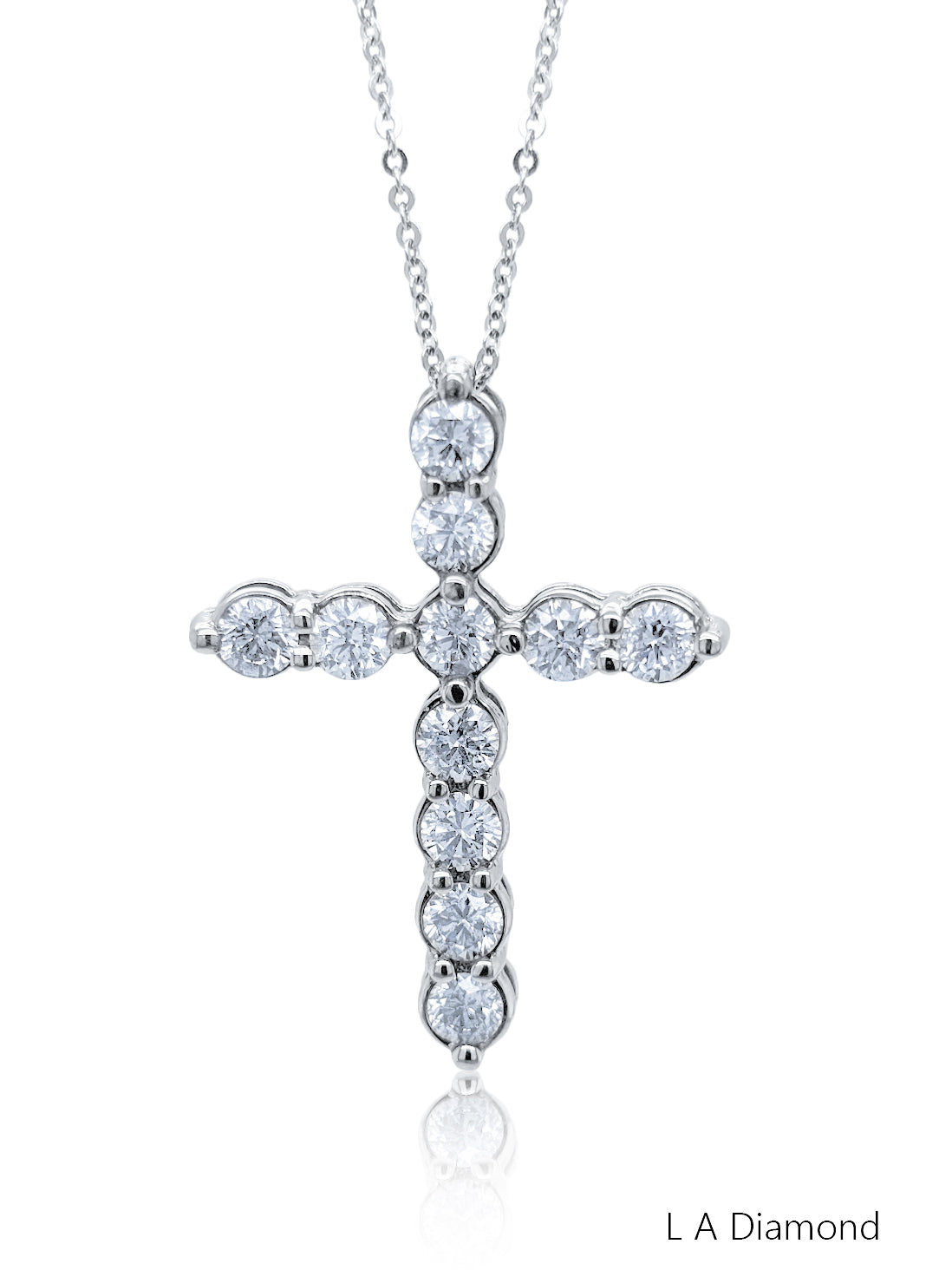14K White Gold Diamond Cross Pendant (2.41 ct)