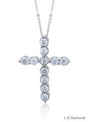 14K White Gold Diamond Cross Pendant (2.41 ct)