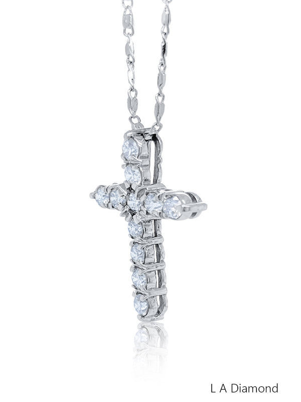 14K White Gold Diamond Cross Pendant (2.00 ct)