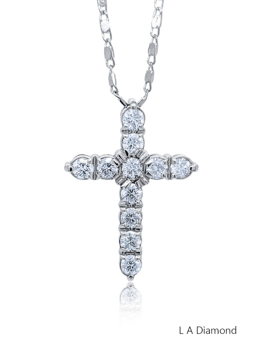 14K White Gold Diamond Cross Pendant (2.00 ct) - PD117