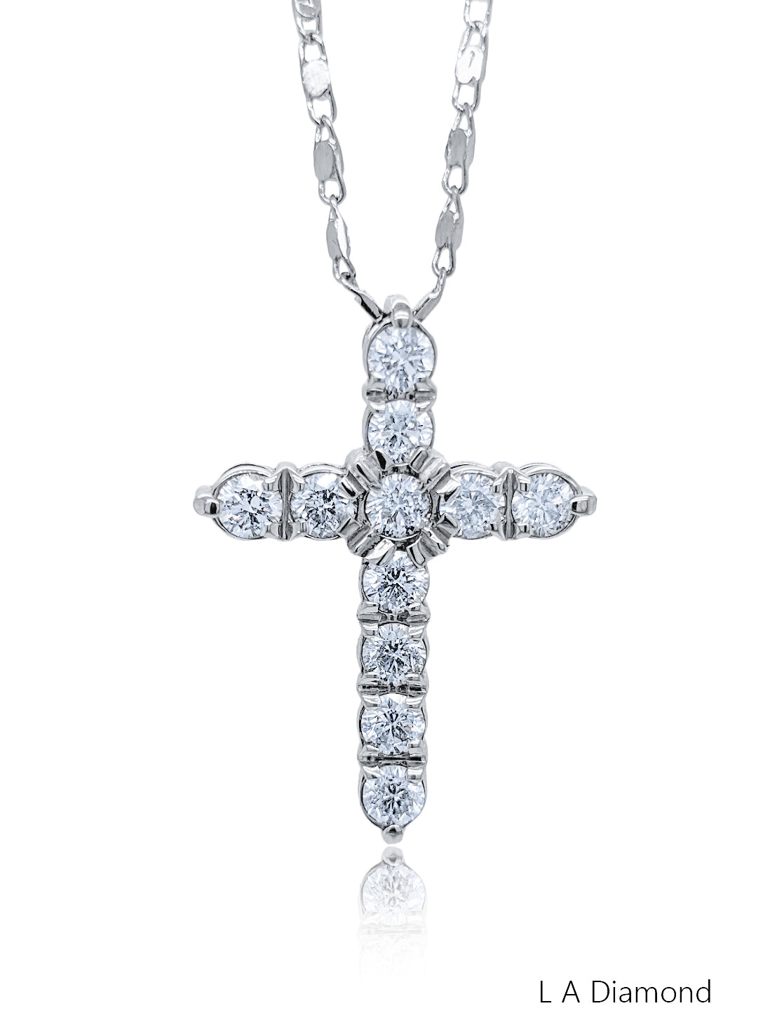 14K White Gold Diamond Cross Pendant (2.00 ct)