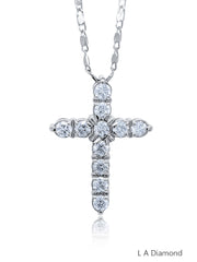 14K White Gold Diamond Cross Pendant (2.00 ct)