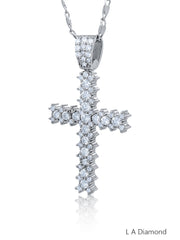 14K White Gold Diamond Cross Pendant Necklace (2.00 ct)