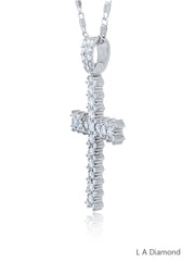 14K White Gold Diamond Cross Pendant Necklace (2.00 ct)