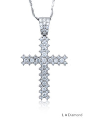 14K White Gold Diamond Cross Pendant Necklace (2.00 ct)