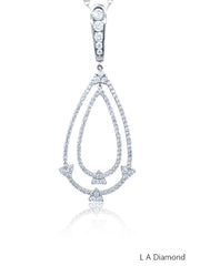 14k White Gold Diamond Round Cut Teardrop Design Necklace Pendant 2c