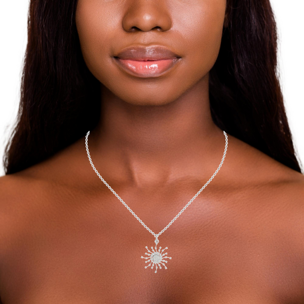14K White Gold Diamond Round Necklace - LA DIAMOND