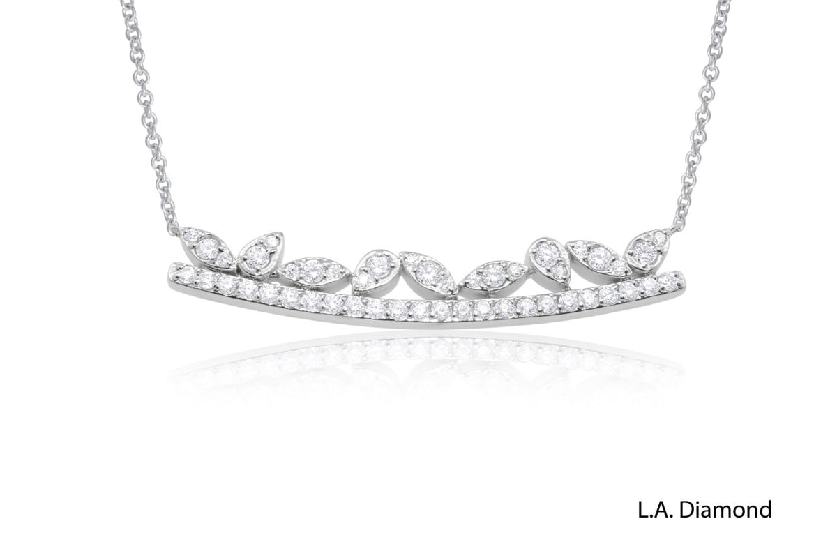 Gold and Diamond Modern Bar Necklace Pendant