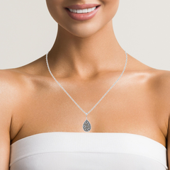 14K White Gold Diamond Pear Cut Necklace Pendant 2.50c