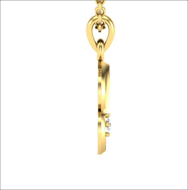 14K Yellow Gold Script Initial 'M' Diamond Pendant - LA DIAMOND