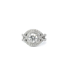 14K White Gold Round Diamond Cut Engagement Ring