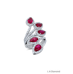 18K Yellow Gold Diamond and Ruby Statement Ring (6.96 ct TGW)
