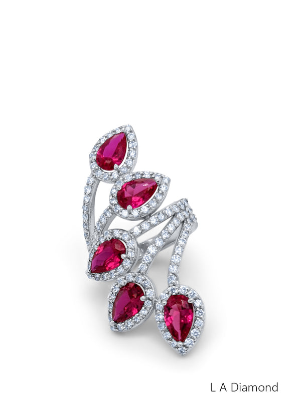 18K Yellow Gold Diamond and Ruby Statement Ring (6.96 ct TGW) - LA DIAMOND