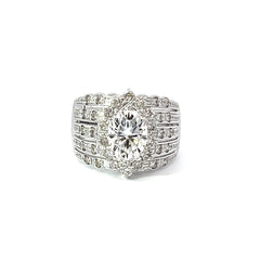 18K White Gold Oval Cut Diamond Engagement Ring