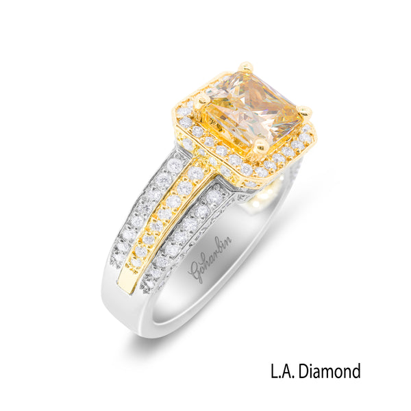 14K White Gold Princess & Round Diamond Engagement Ring (1.05 ct)