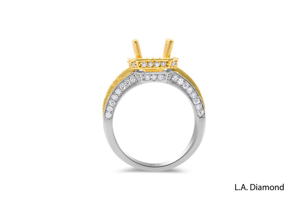 14K White Gold Princess & Round Diamond Engagement Ring (1.05 ct)