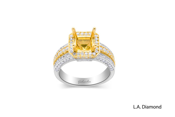14K White Gold Princess & Round Diamond Engagement Ring (1.05 ct)