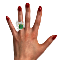 White Gold Diamond With Emerald Center Stone Emerald Cut Ring