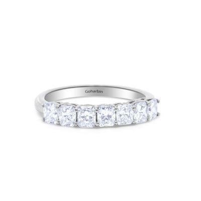 1.53 ctw Radiant Cut Diamond Engagement Ring set in 14k Gold - 7 Stone Diamond Ring