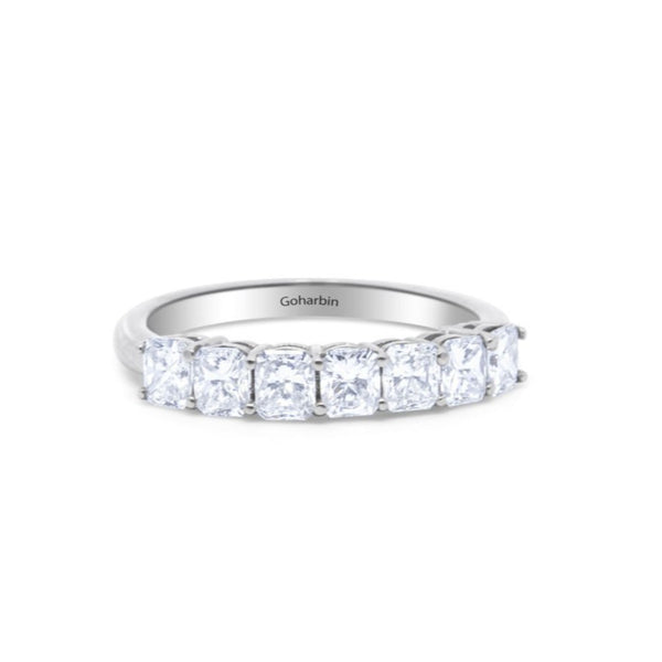1.53 ctw Radiant Cut Diamond Engagement Ring set in 14k Gold - 7 Stone Diamond Ring - LA DIAMOND