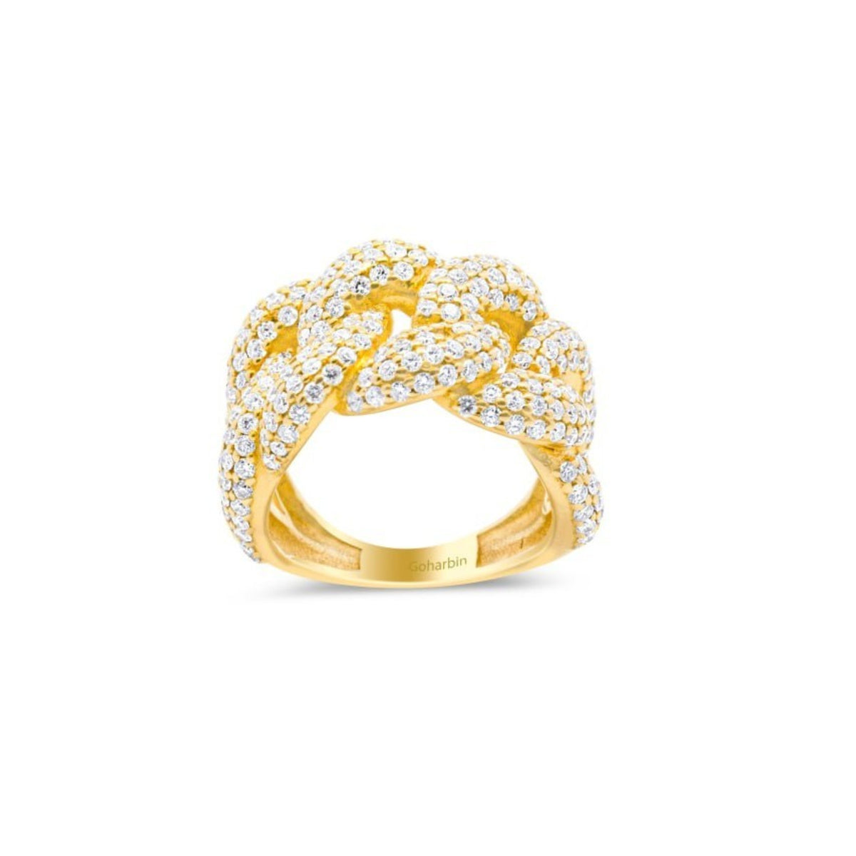 Iced-Out Thick Miami Cuban Chain Ring set in 14k Gold
