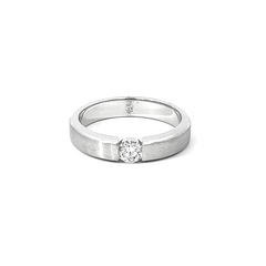 14k White Gold Diamond Round Cut Center Stone Wedding Band