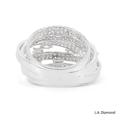 14k White Gold Multi-Row Cross-Over Round, Baguette and Marquise Diamond Cut Ring - 2.15 CTW Natural Diamonds