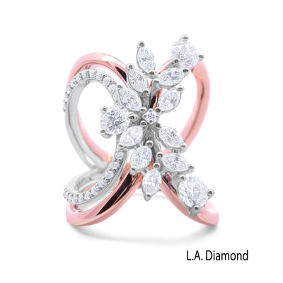 14K Dual Gold Marquise Diamond Bypass Fashion Ring (2.00 ct)