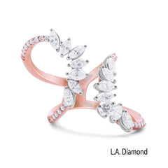 14K Rose Gold Marquise Diamond Bypass Fashion Ring (2.00 ct)
