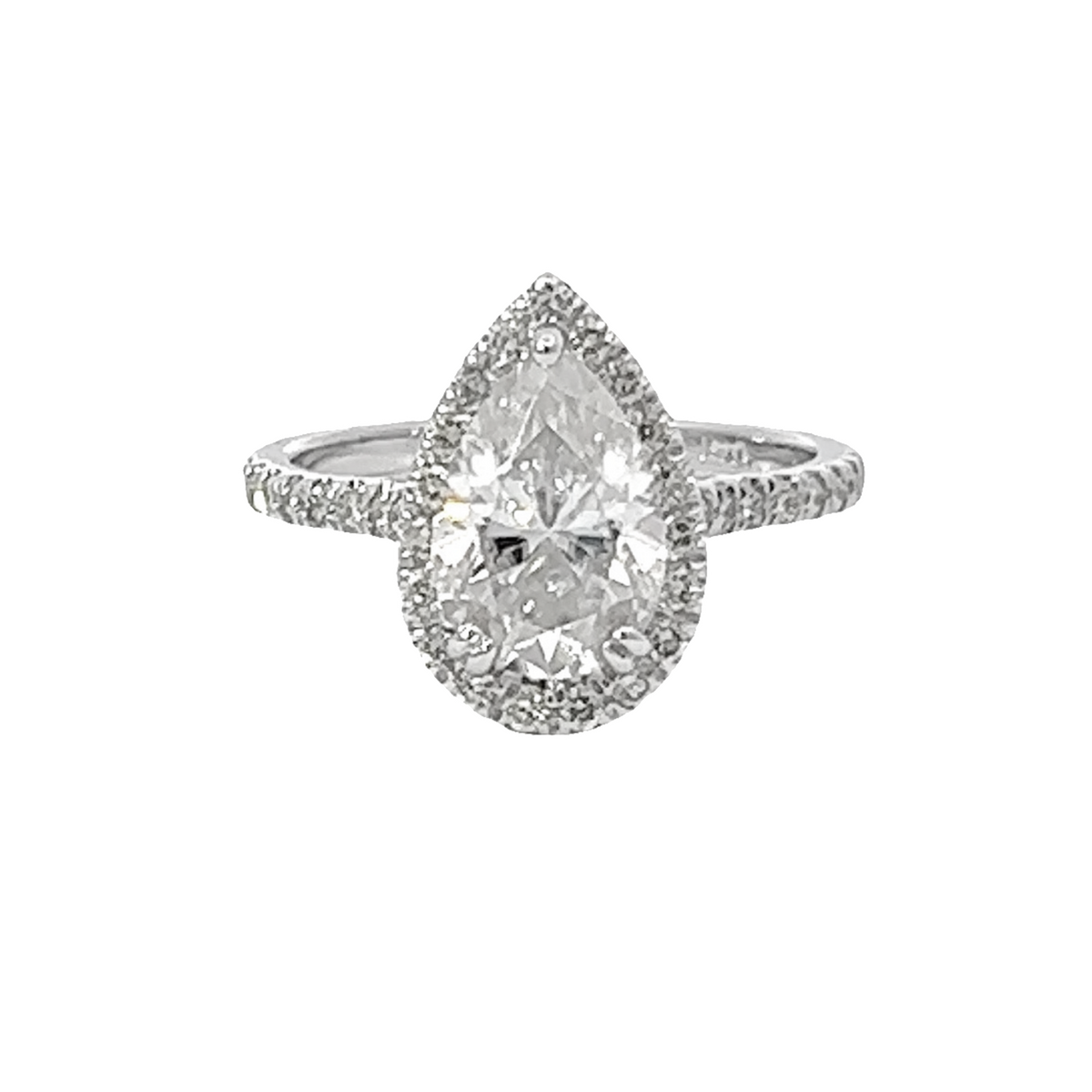 14K White Gold Pear Shape Diamond Engagement Ring