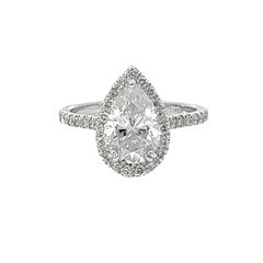 14K White Gold Pear Shape Diamond Engagement Ring