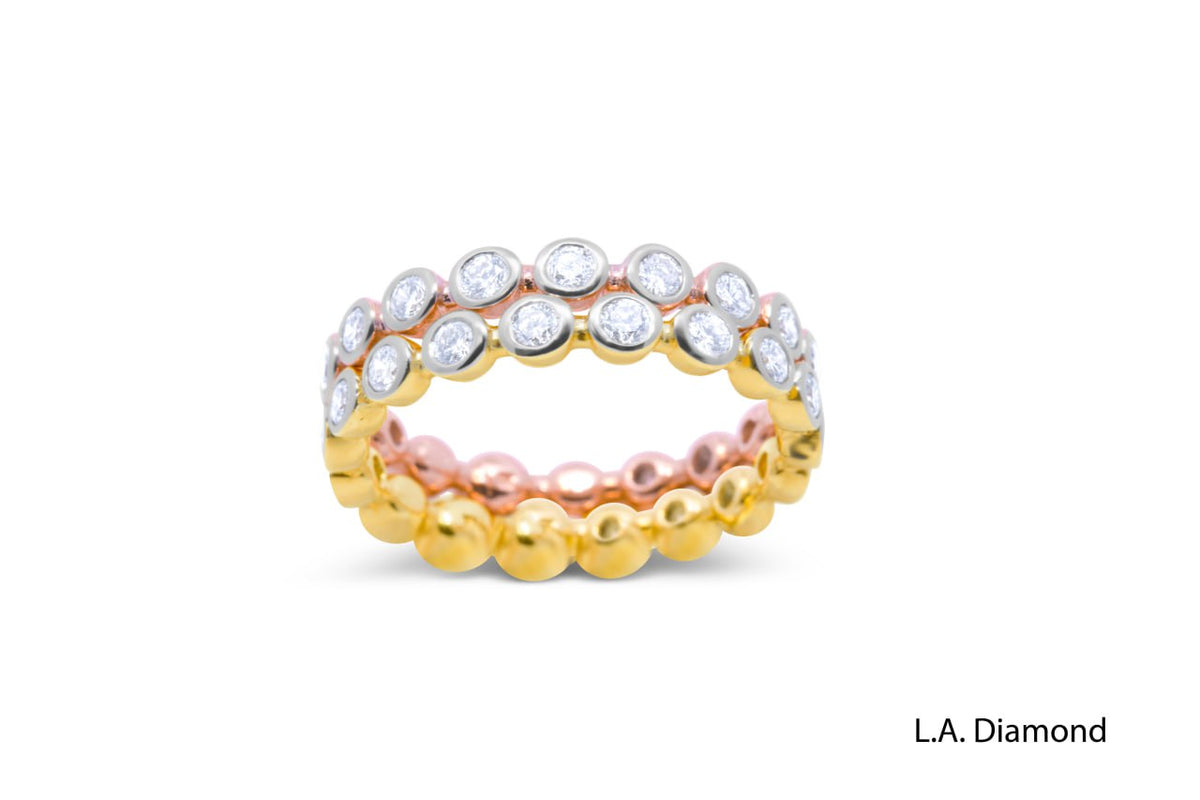 14k Two-Tone Bezel Diamond Eternity Rings