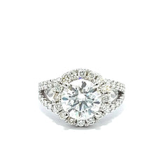 14k White Gold Round Cut Diamond Engagement Ring