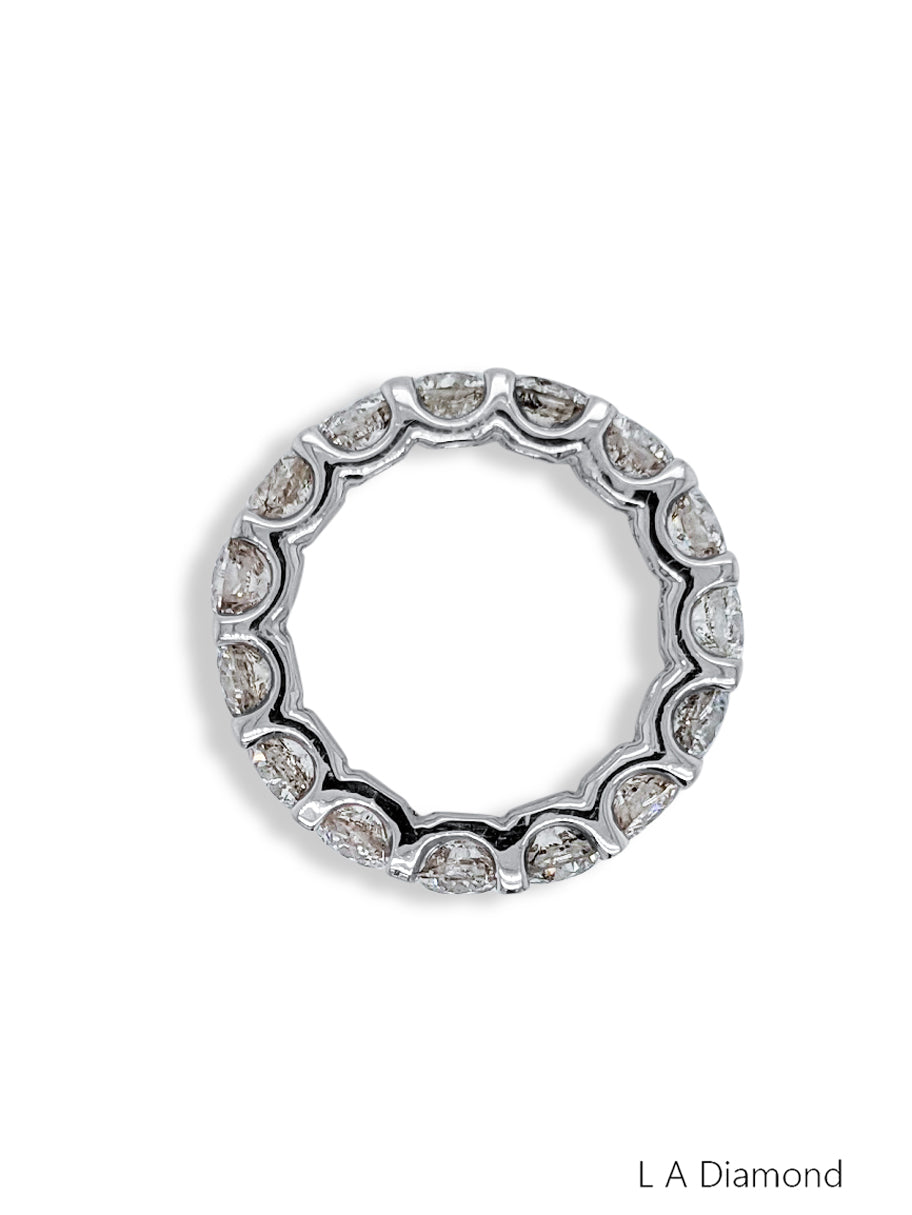 14K White Gold Round Diamond Statement Eternity Band (5.10 ct) - LA DIAMOND