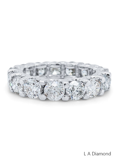 14K White Gold Round Diamond Statement Eternity Band (5.10 ct)