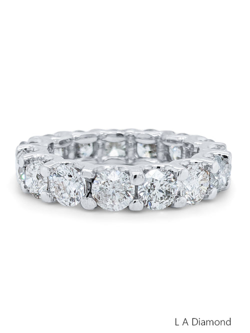 14K White Gold Round Diamond Statement Eternity Band (5.10 ct) - LA DIAMOND