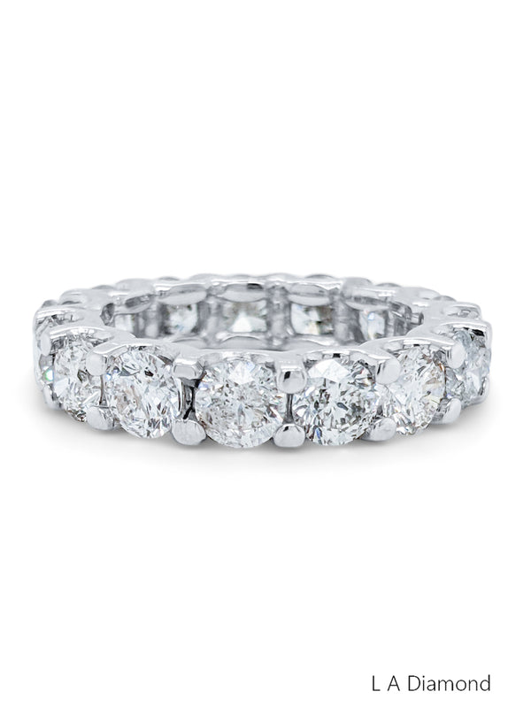 14K White Gold Round Diamond Statement Eternity Band (5.10 ct) - LA DIAMOND