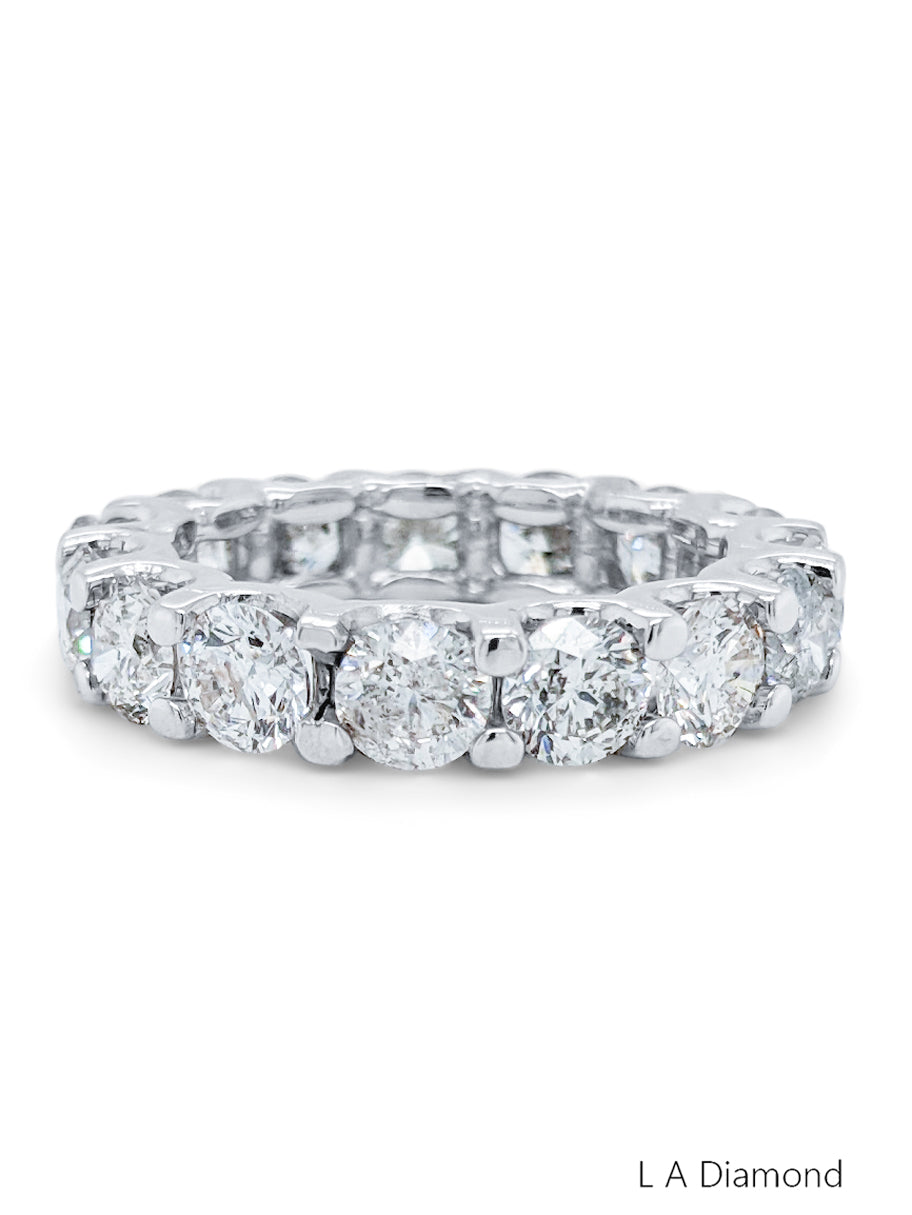 14K White Gold Round Diamond Statement Eternity Band (5.10 ct) - LA DIAMOND
