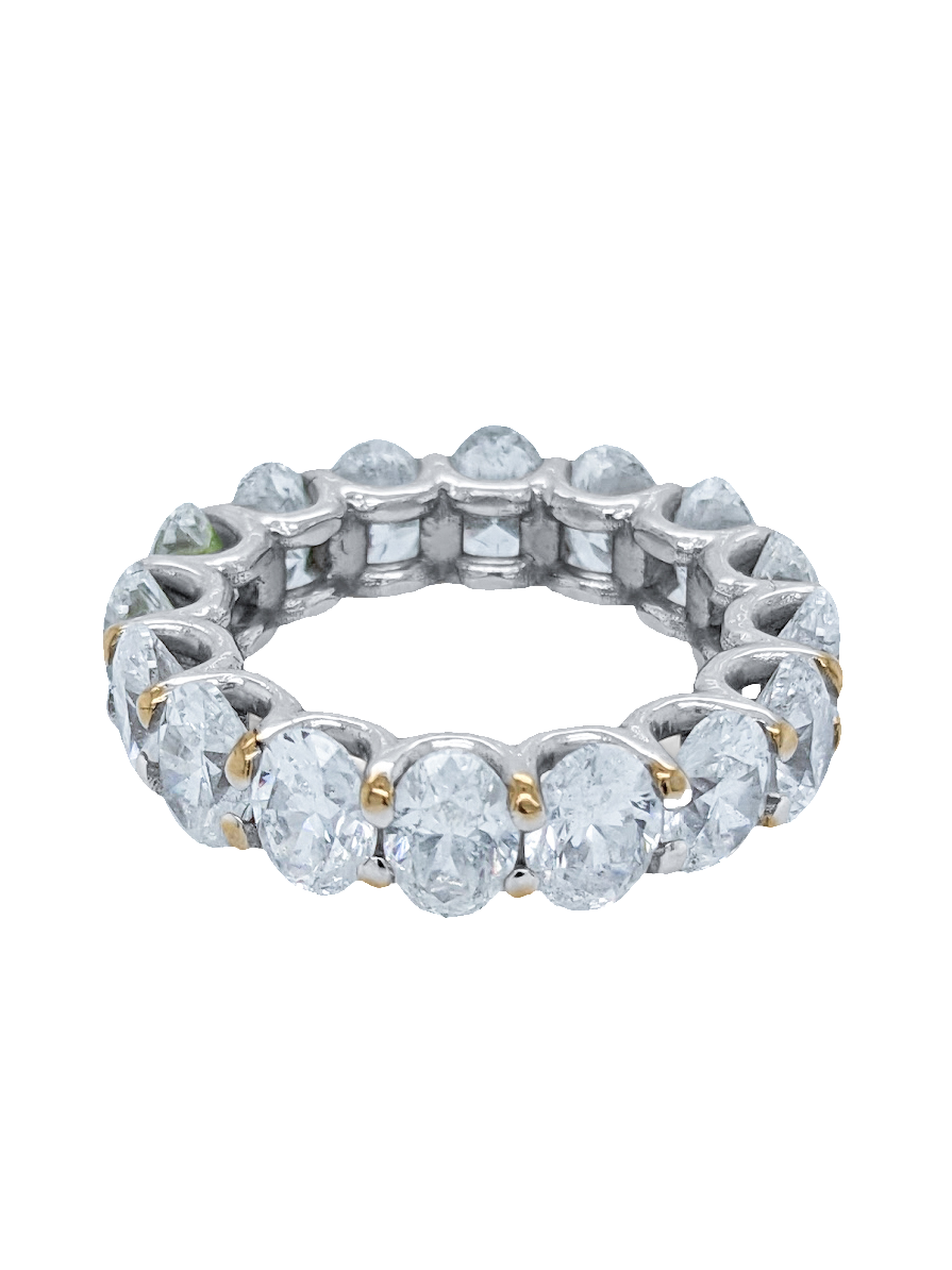 14K White Gold Diamond Oval Cut Eternity Wedding Ring 8.54c