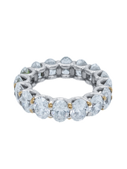 14K White Gold Diamond Oval Cut Eternity Wedding Ring 8.54c