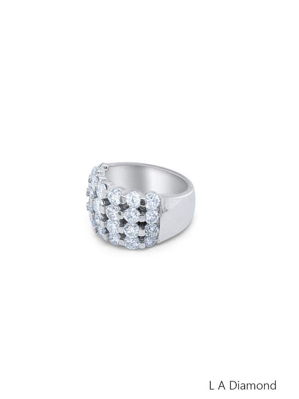 14K White Gold Round Diamond Ring (3.70 ct) - LA DIAMOND