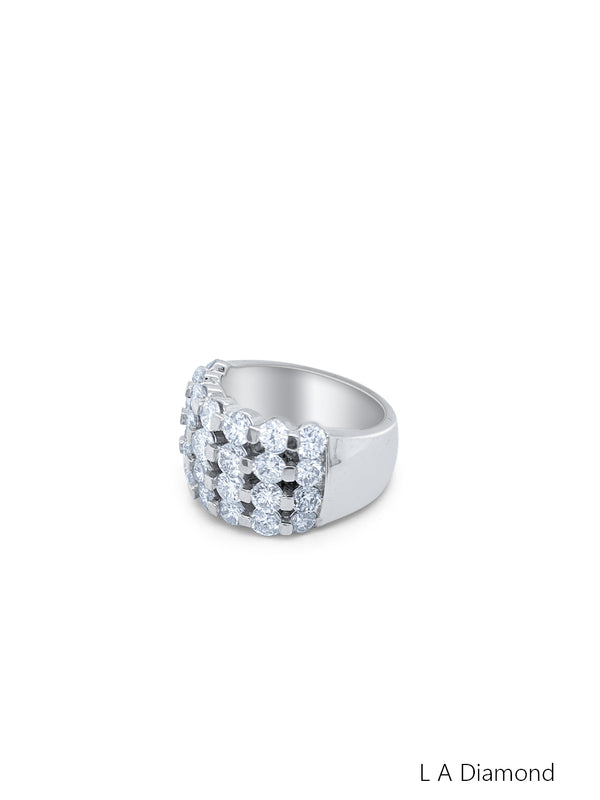 14K White Gold Round Diamond Ring (3.70 ct) - LA DIAMOND