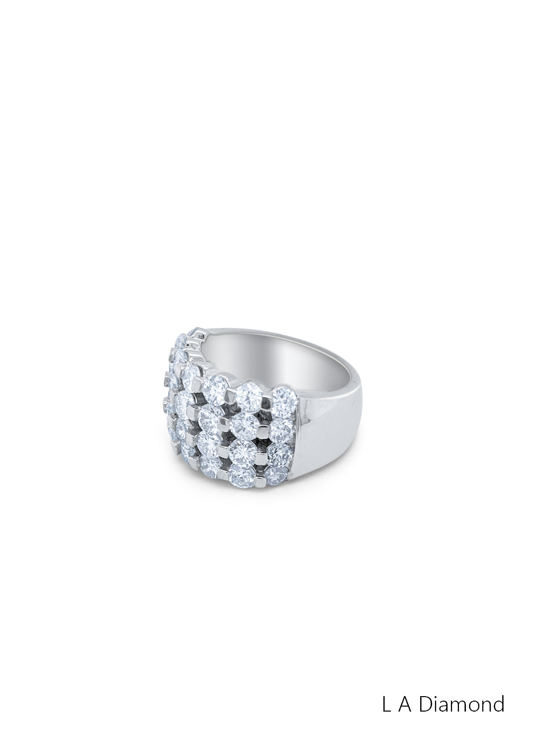 14K White Gold Round Diamond Ring (3.70 ct)