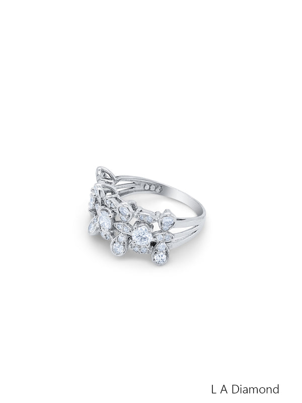 14K White Gold Round Diamond Half-Bezel Engagement Ring (2.00 ct) - LA DIAMOND