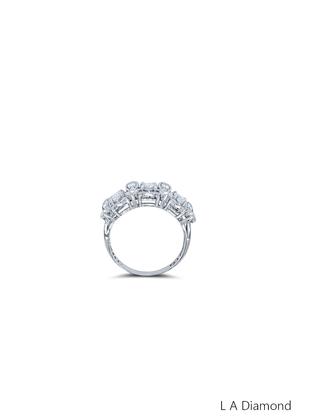 14K White Gold Round Diamond Half-Bezel Engagement Ring (2.00 ct) - LA DIAMOND