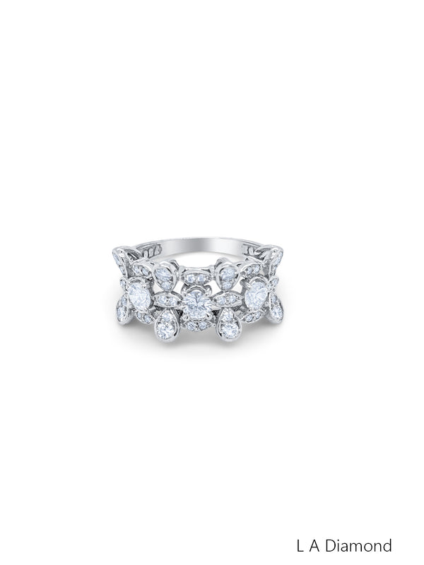 14K White Gold Round Diamond Half-Bezel Engagement Ring (2.00 ct) - LA DIAMOND