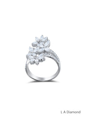 14K White Gold Marquise Diamond Floral Cluster Ring (2.50 ct)