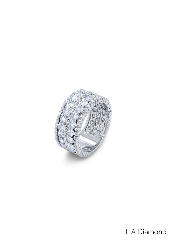 14K White Gold Round Diamond Cluster Ring (3.10 ct) - LA DIAMOND